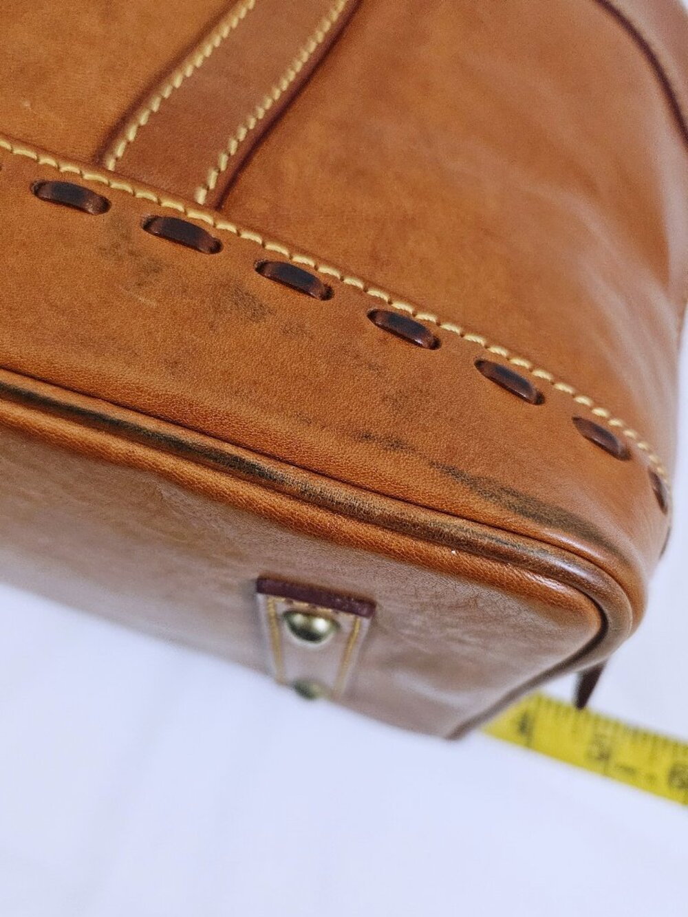 Dooney & Bourke Florentine Leather Vachetta Domed Satchel Natural Whip Stitch DB - Picture 13 of 15